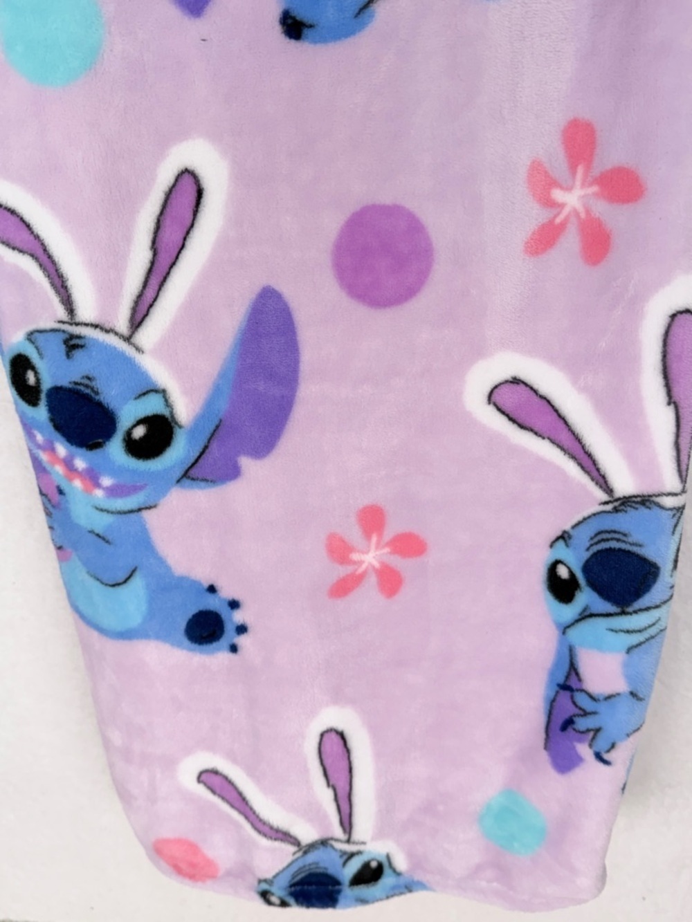 Disney Stitch Easter Bunny Plush Throw Blanket 50 x 70 Purple Lilo and Stitch - Picture 4 of 5